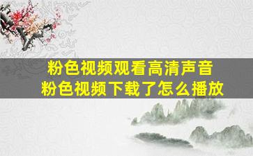 粉色视频观看高清声音 粉色视频下载了怎么播放
